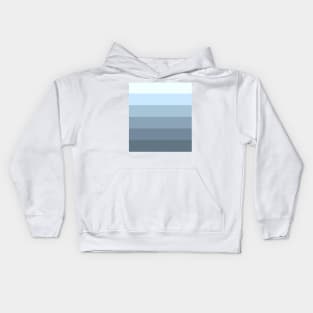 Stripes - Gradient - Dark to Light sea to sky blue Kids Hoodie